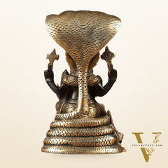 Handcrafted Pure Brass Narasimha Lakshmi Statue - 8"