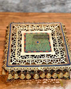 Handcrafted Pure Brass Pooja Chowki/Stand/Stool for Idols large