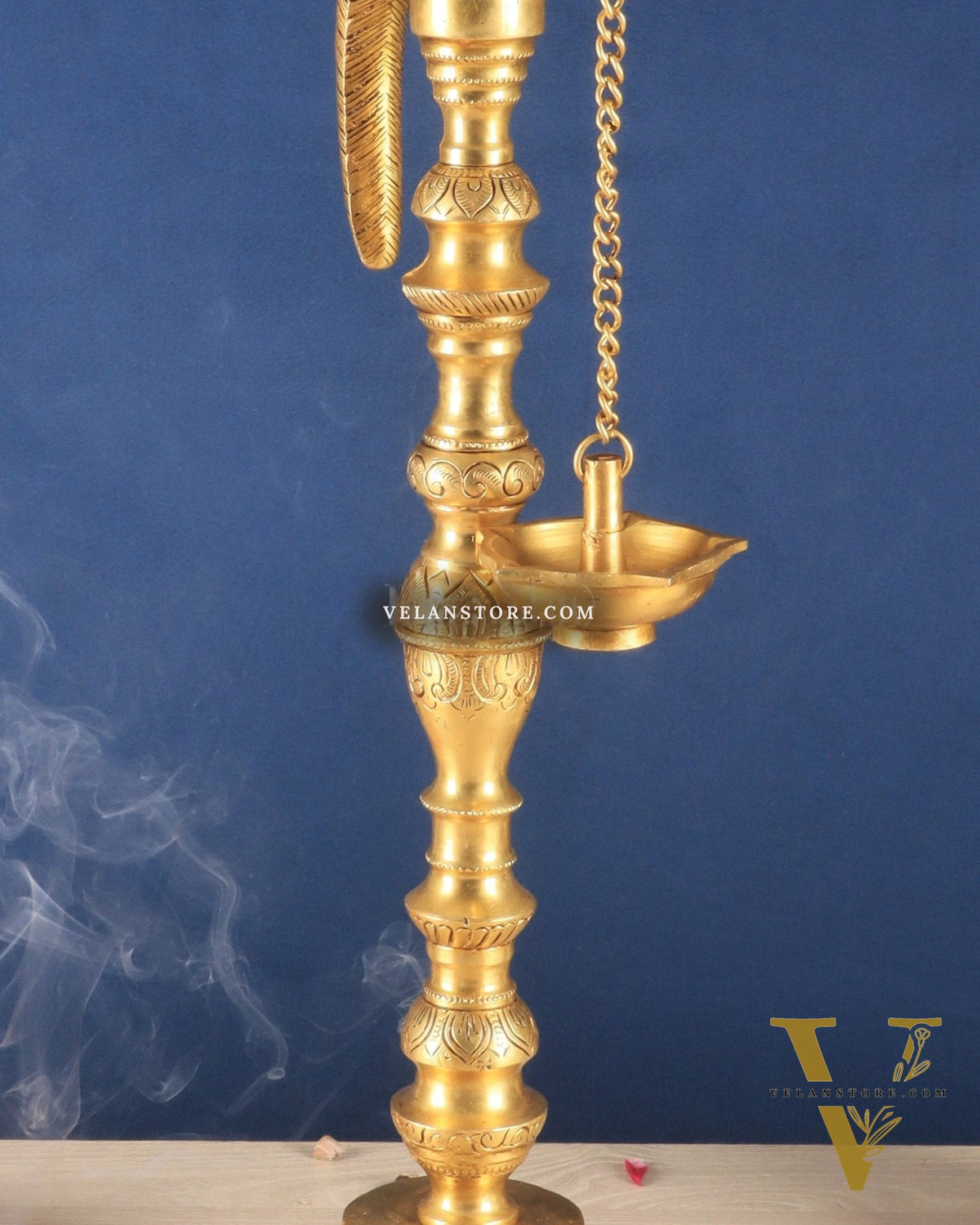 Handcrafted Pure Brass Superfine Large Parrot Lamp Vilakku - 29"