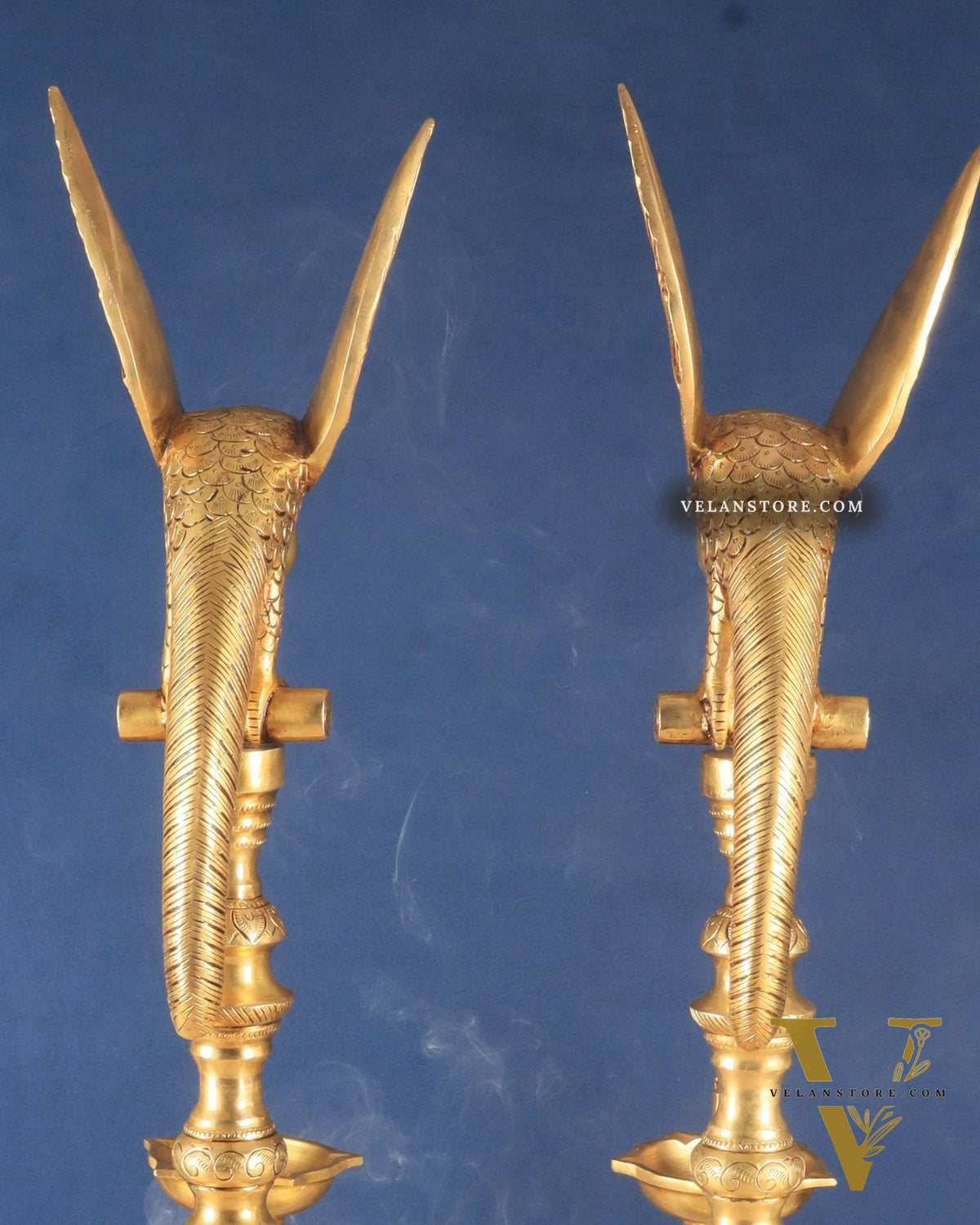 Handcrafted Pure Brass Superfine Large Parrot Lamp Vilakku (Pair)