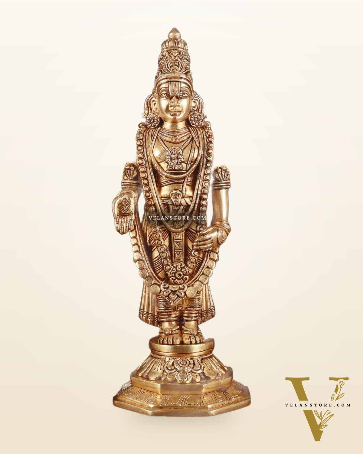 Handcrafted Pure Brass Tirupati Balaji with Bhudevi & Sridevi Idol Set – 14.5 Inch