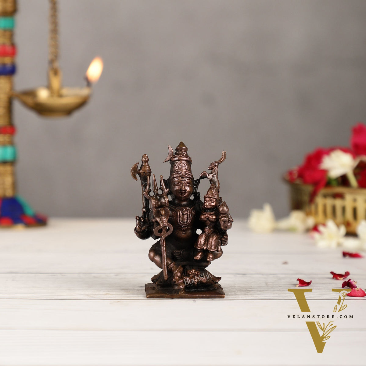 Handcrafted Pure Copper Lord Shiva and Goddess Parvati Idol | Height 3 inch | BudhShiv Brass Handicrafts