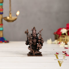 Handcrafted Pure Copper Lord Shiva and Goddess Parvati Idol | Height 3 inch | BudhShiv Brass Handicrafts