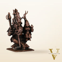 Handcrafted Pure Copper Lord Shiva and Goddess Parvati Idol | Height 3 inch | BudhShiv Brass Handicrafts