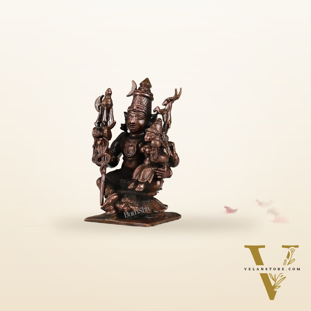 Handcrafted Pure Copper Lord Shiva and Goddess Parvati Idol | Height 3 inch | BudhShiv Brass Handicrafts