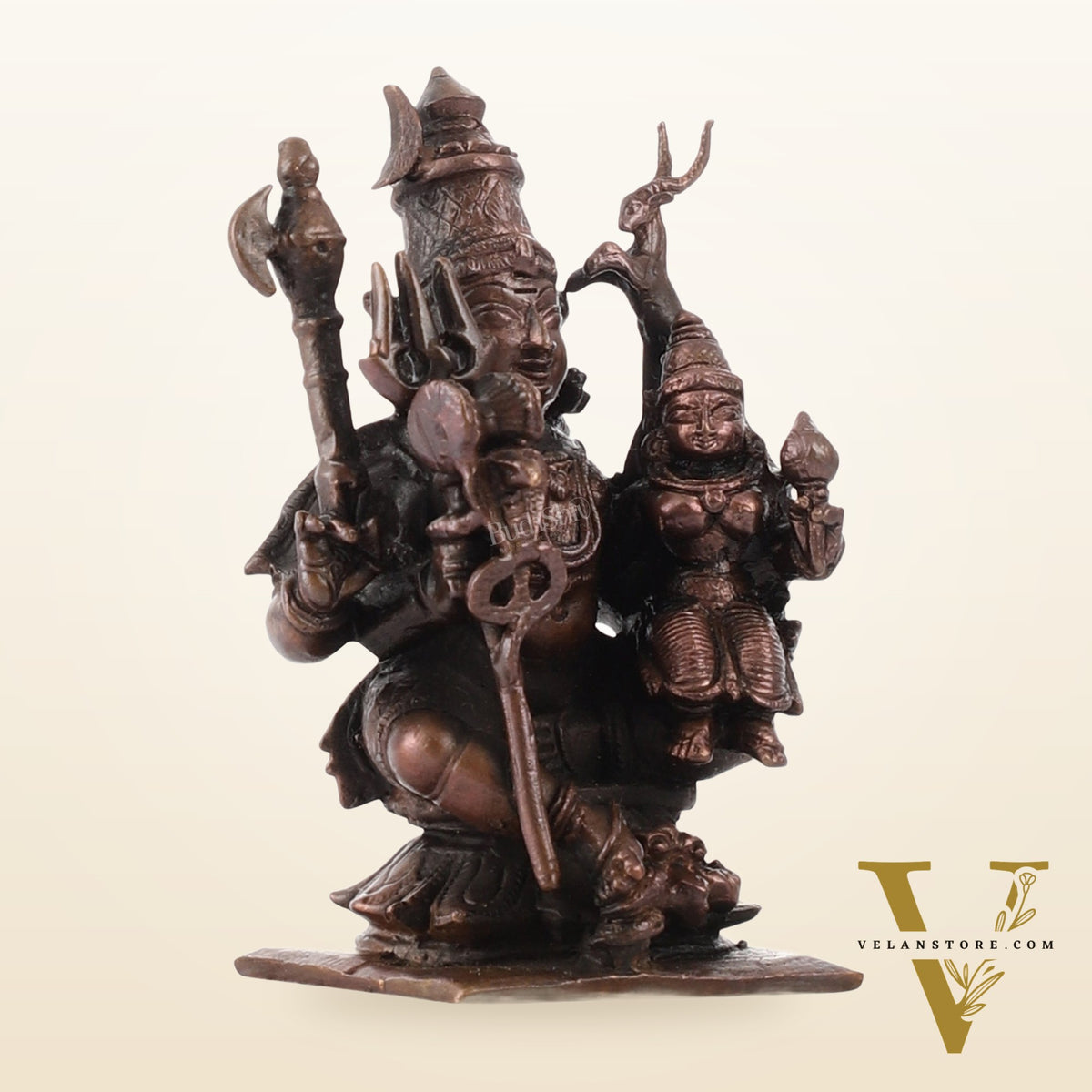 Handcrafted Pure Copper Lord Shiva and Goddess Parvati Idol | Height 3 inch | BudhShiv Brass Handicrafts