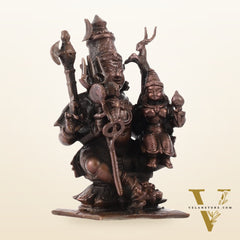 Handcrafted Pure Copper Lord Shiva and Goddess Parvati Idol | Height 3 inch | BudhShiv Brass Handicrafts
