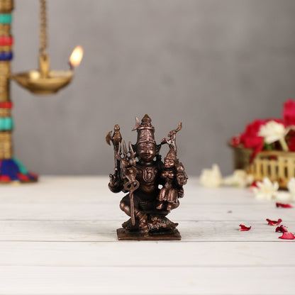 Handcrafted Pure Copper Lord Shiva and Goddess Parvati Idol | Height 3 inch | BudhShiv Brass Handicrafts