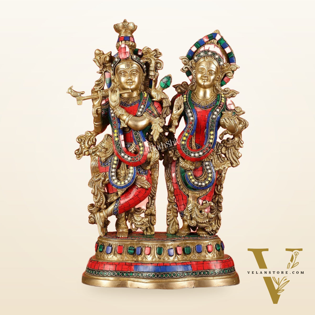 Handcrafted Radha Krishna together Brass Idols 18 inch