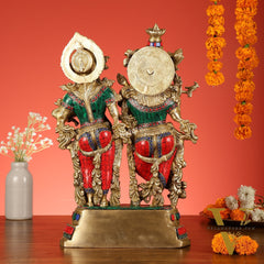 Handcrafted Radha Krishna together Brass Idols 18 inch