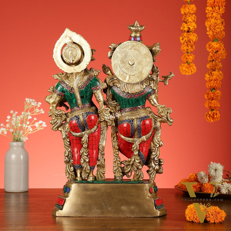 Handcrafted Radha Krishna together Brass Idols 18 inch