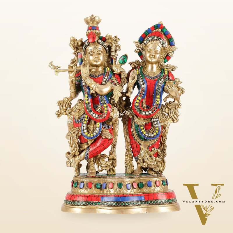 Handcrafted Radha Krishna together Brass Idols 18 inch