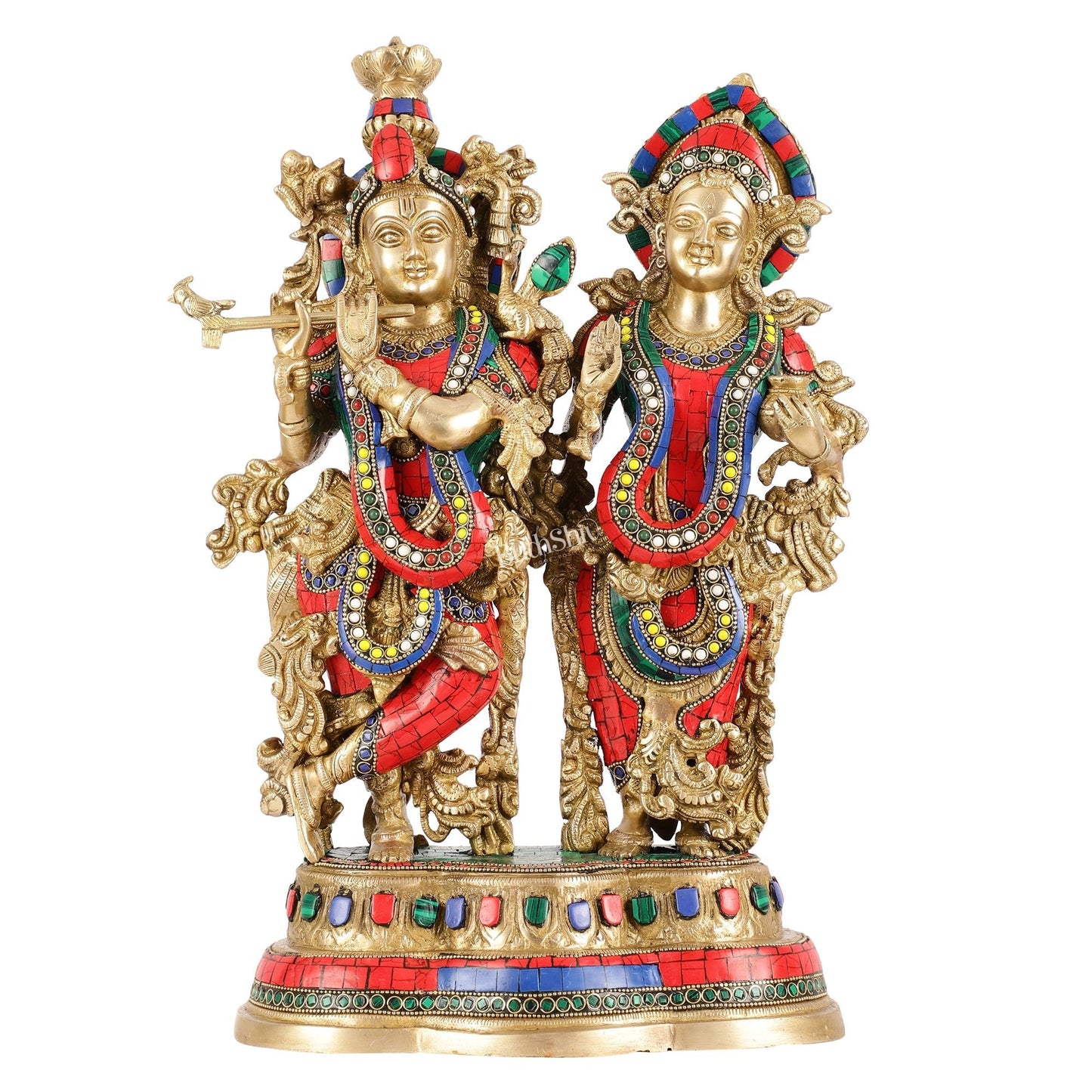 Handcrafted Radha Krishna together Brass Idols 18 inch