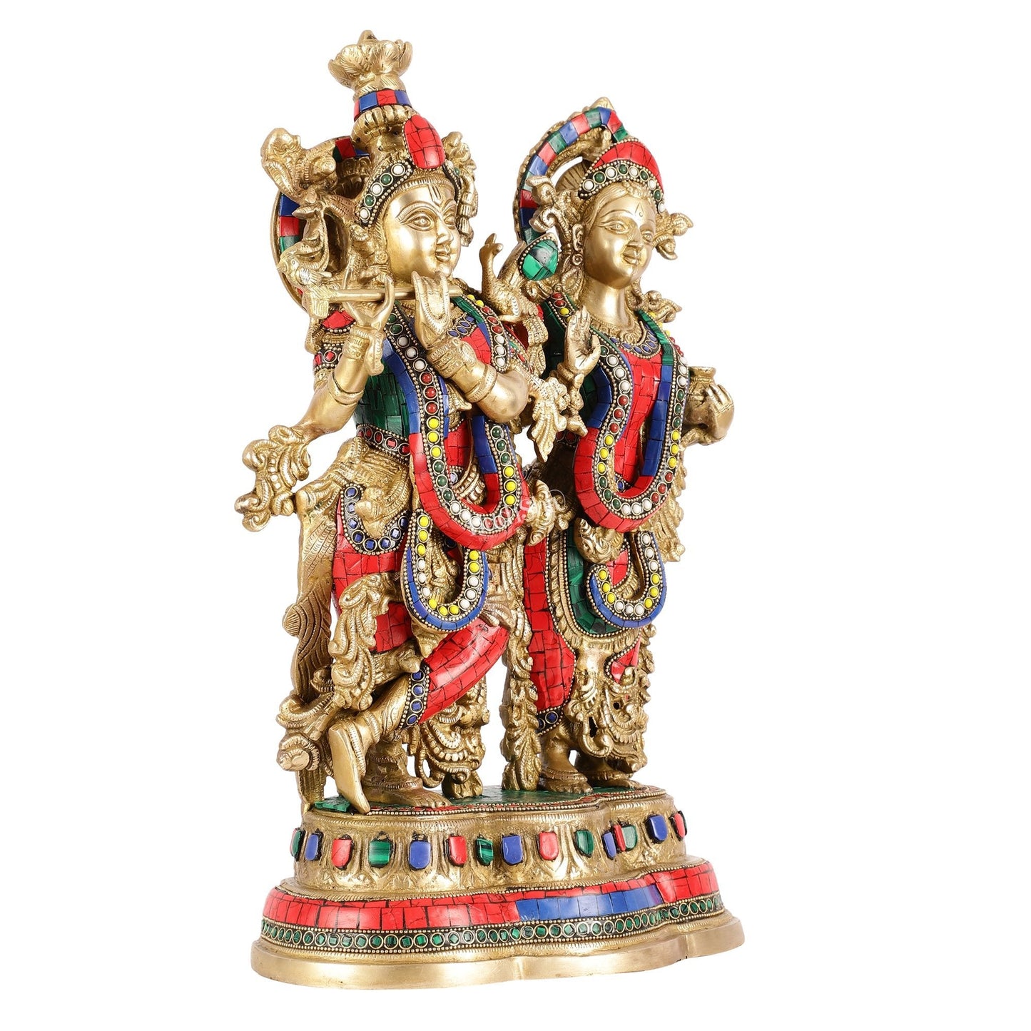 Handcrafted Radha Krishna together Brass Idols 18 inch