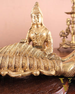 Handcrafted resting Brass Lakshmi Narayana Statue - 23 Inch wide