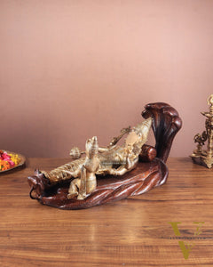 Handcrafted resting Brass Lakshmi Narayana Statue - 23 Inch wide