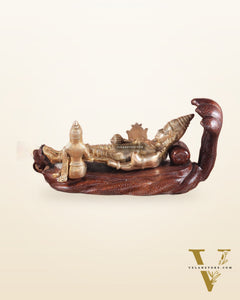Handcrafted resting Brass Lakshmi Narayana Statue - 23 Inch wide
