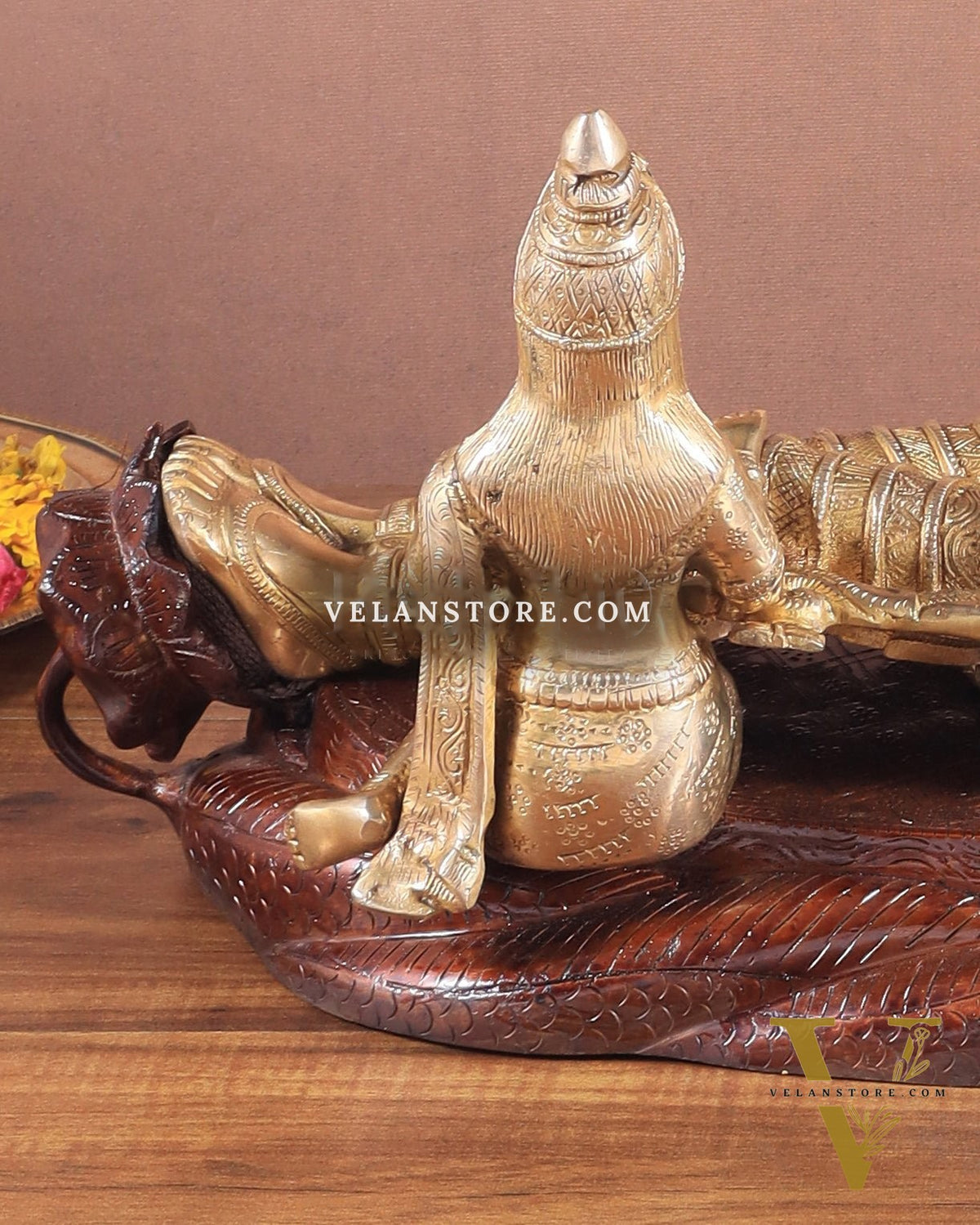 Handcrafted resting Brass Lakshmi Narayana Statue - 23 Inch wide