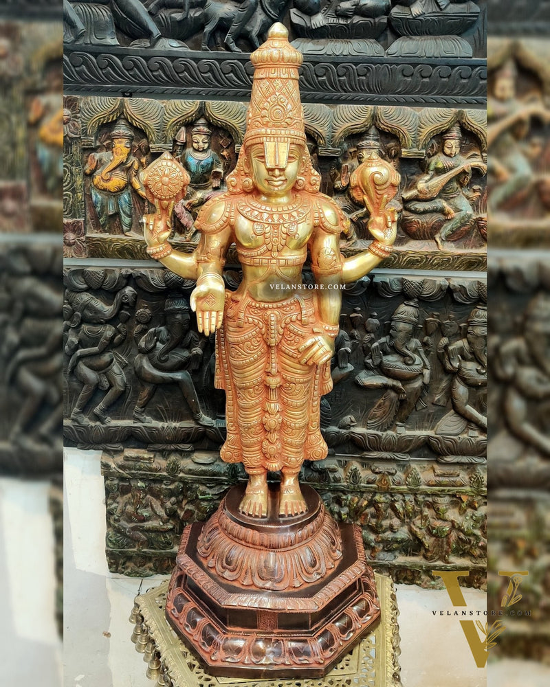 Handcrafted Superfine Brass Full Body Tirupati Balaji Idol 40 inch