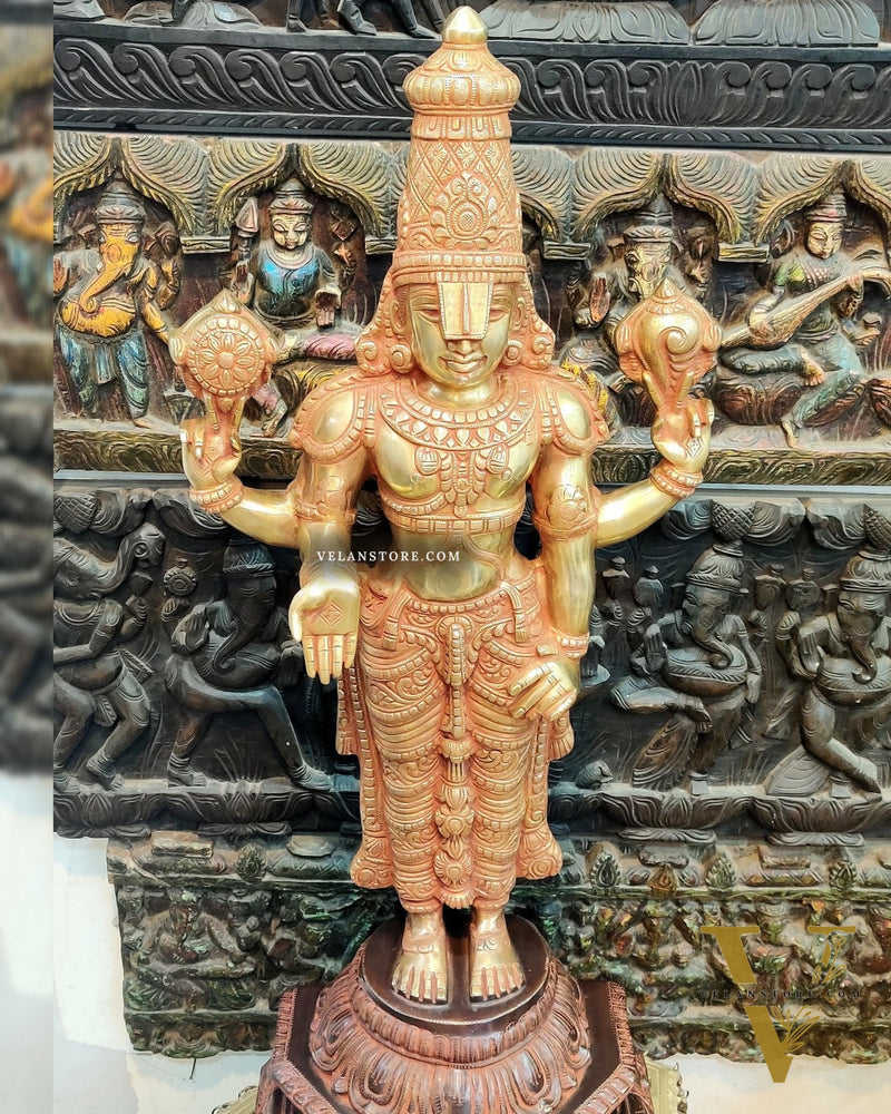 Handcrafted Superfine Brass Full Body Tirupati Balaji Idol 40 inch