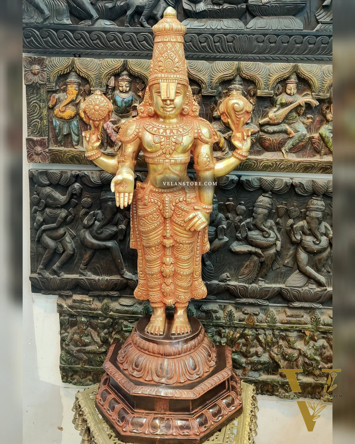Handcrafted Superfine Brass Full Body Tirupati Balaji Idol 40 inch