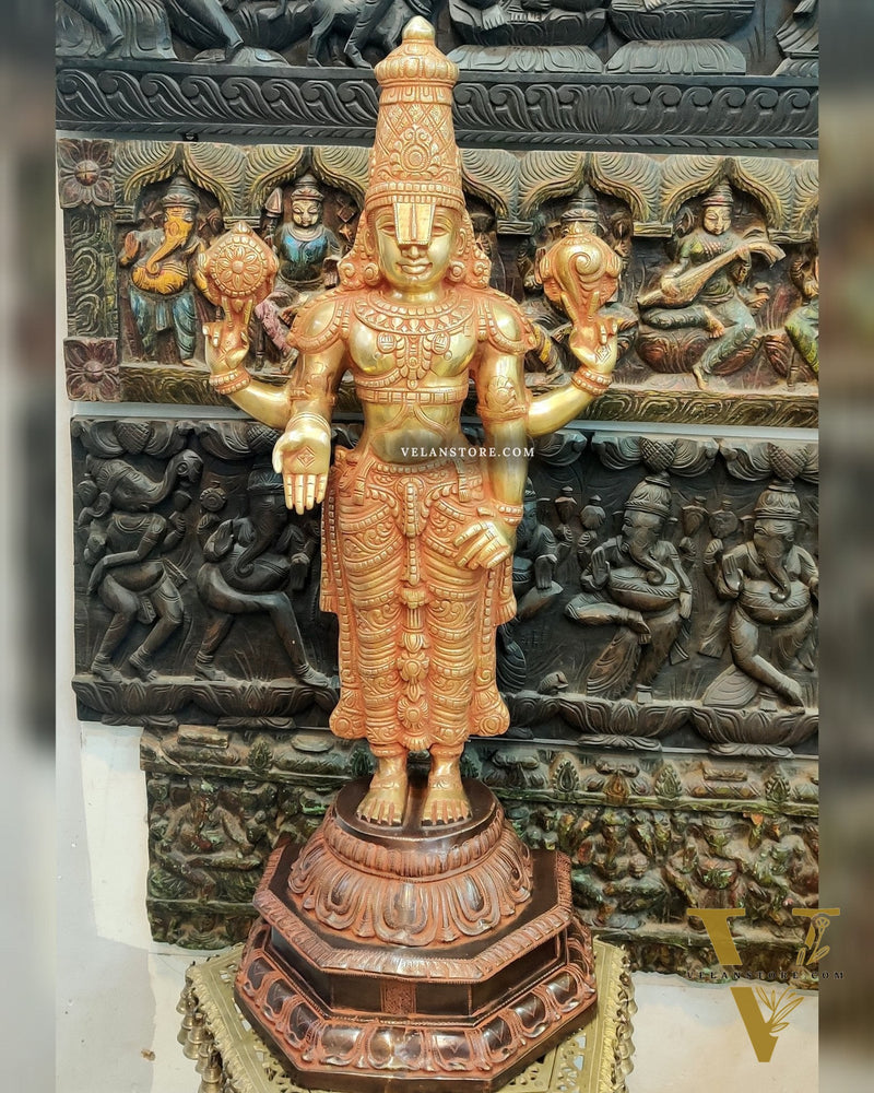 Handcrafted Superfine Brass Full Body Tirupati Balaji Idol 40 inch
