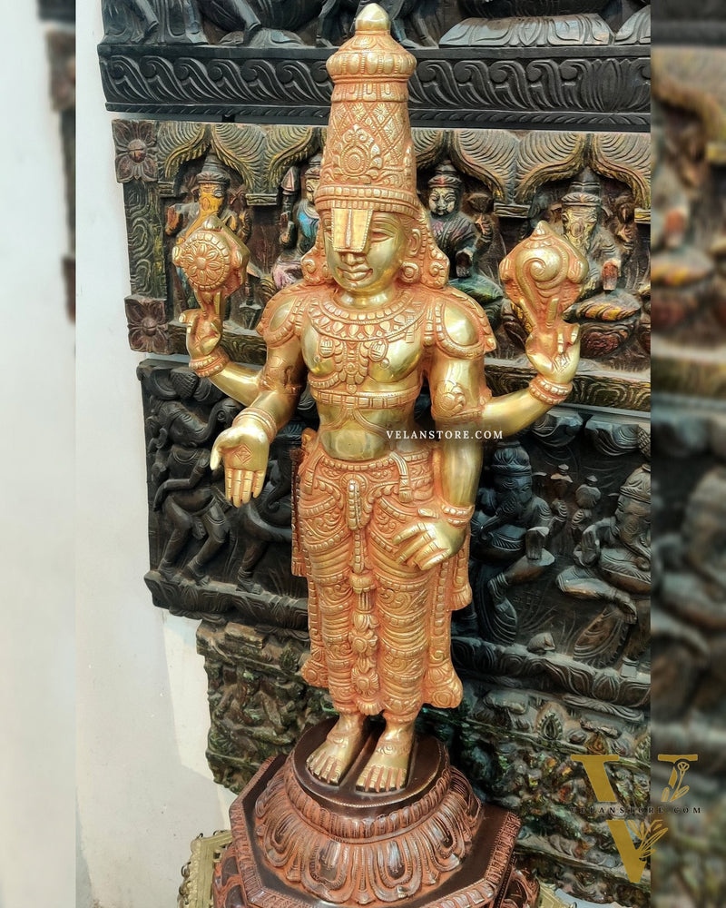 Handcrafted Superfine Brass Full Body Tirupati Balaji Idol 40 inch