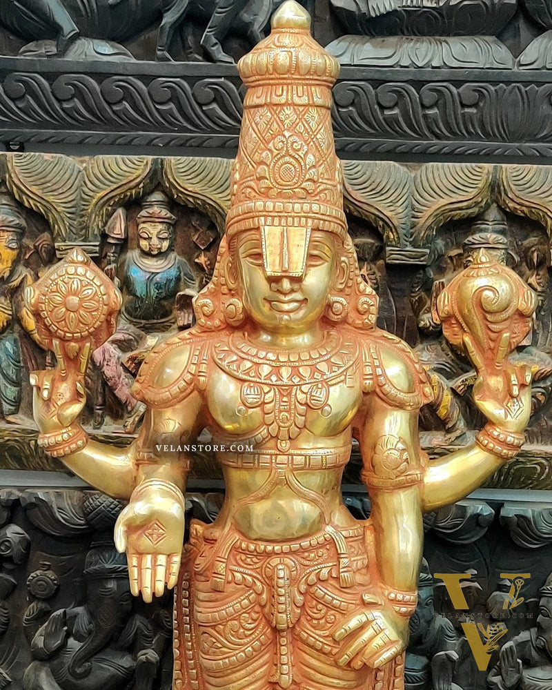 Handcrafted Superfine Brass Full Body Tirupati Balaji Idol 40 inch