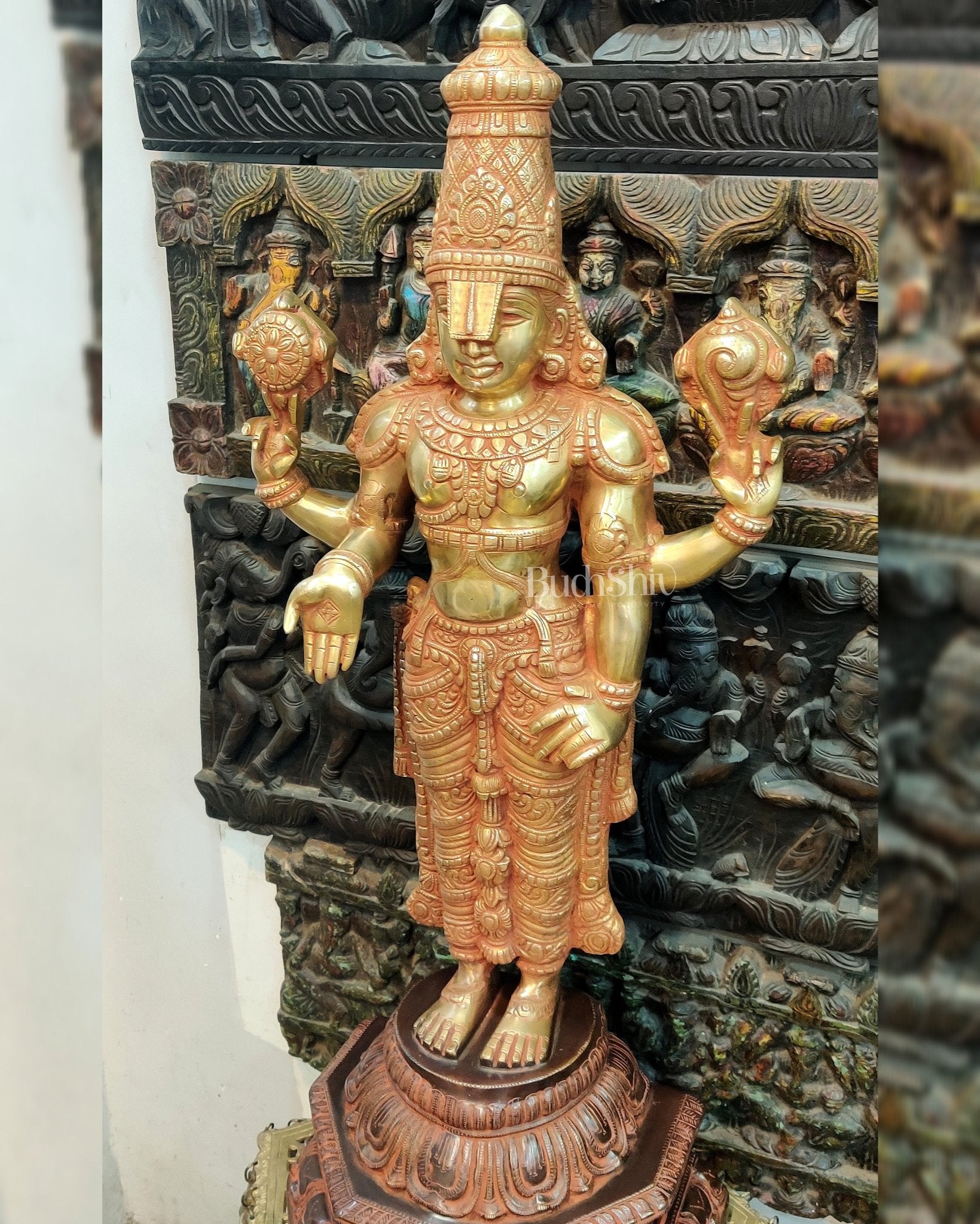 Handcrafted Superfine Brass Full Body Tirupati Balaji Idol 40 inch