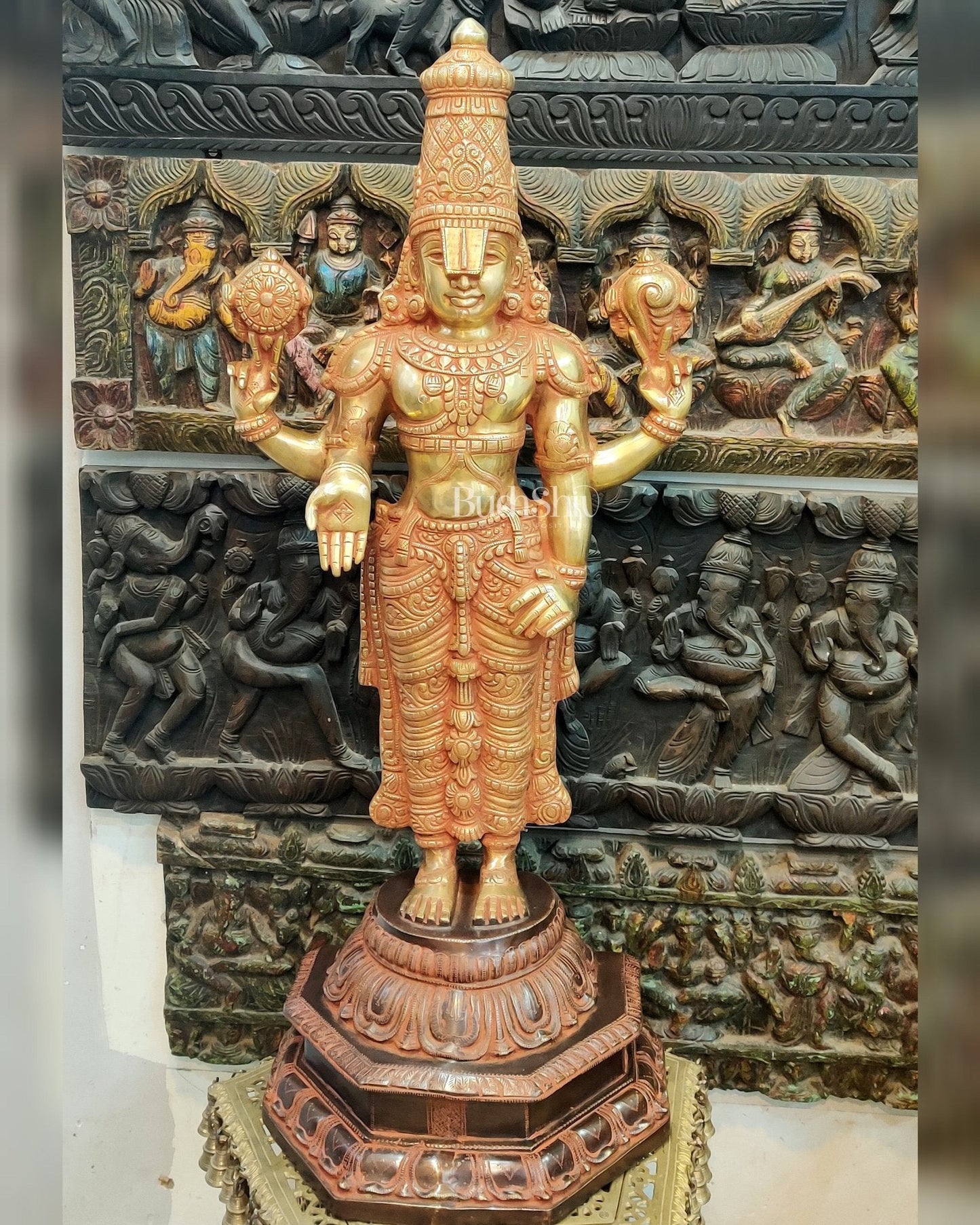 Handcrafted Superfine Brass Full Body Tirupati Balaji Idol 40 inch