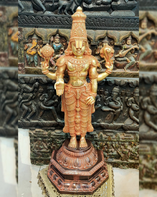 Handcrafted Superfine Brass Full Body Tirupati Balaji Idol 40 inch