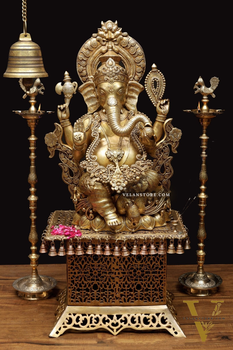 Handcrafted Superfine Brass Ganapati Statue 30"
