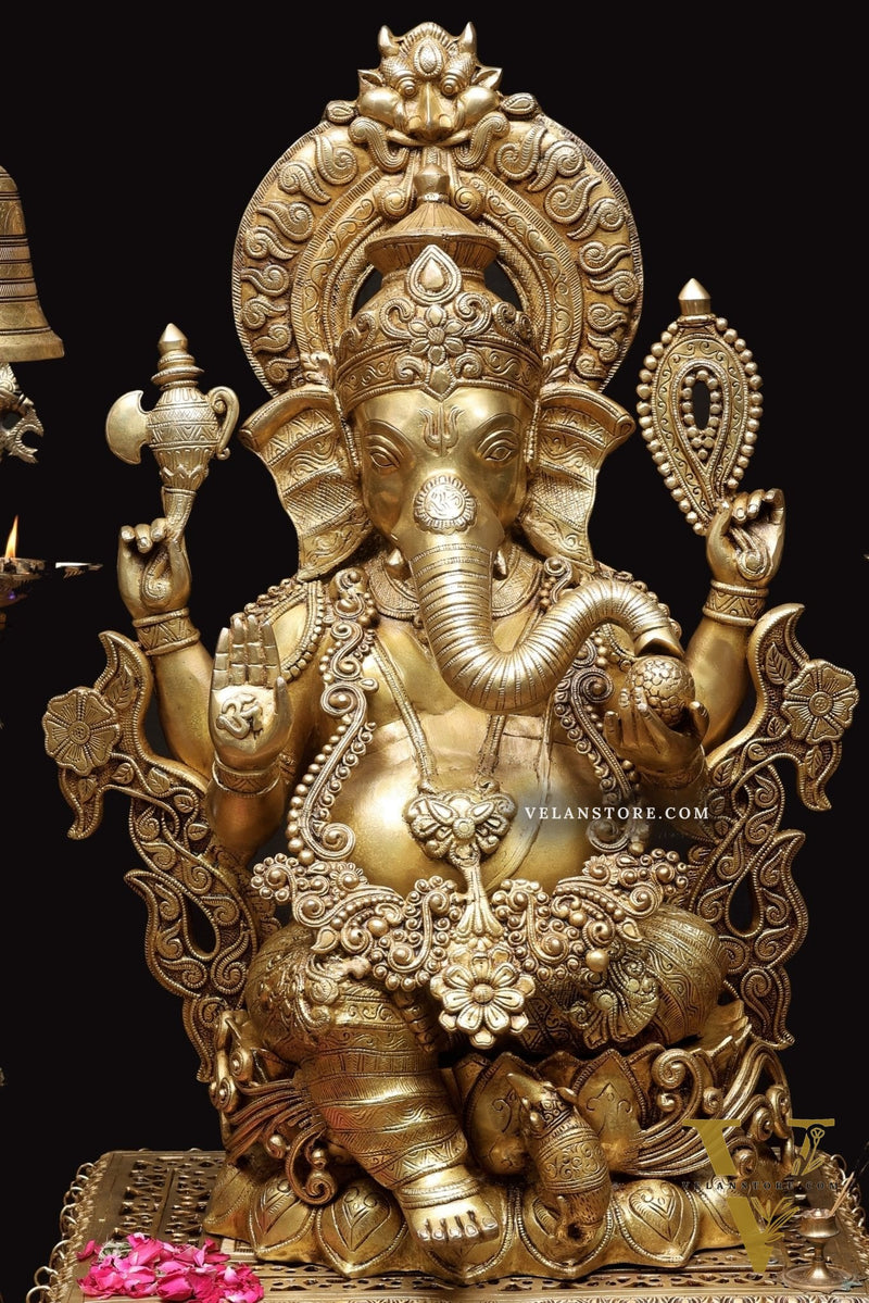 Handcrafted Superfine Brass Ganapati Statue 30"