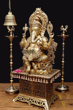 Handcrafted Superfine Brass Ganapati Statue 30"