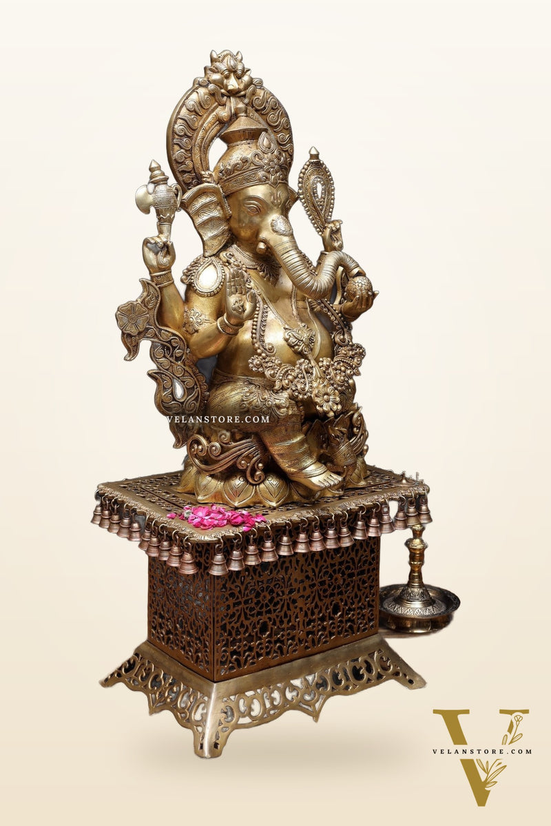 Handcrafted Superfine Brass Ganapati Statue 30"