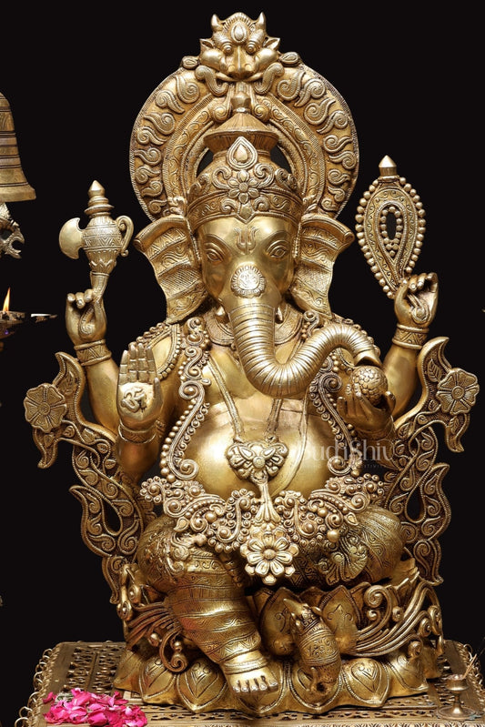 Handcrafted Superfine Brass Ganapati Statue 30"