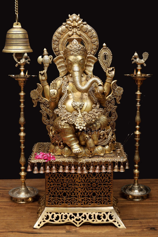 Handcrafted Superfine Brass Ganapati Statue 30"