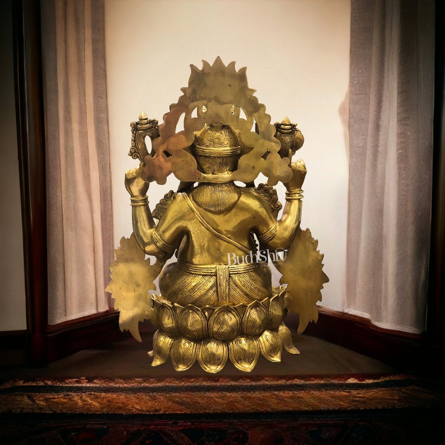 Handcrafted Superfine Brass Kamalasana Ganapathi Sculpture 21"