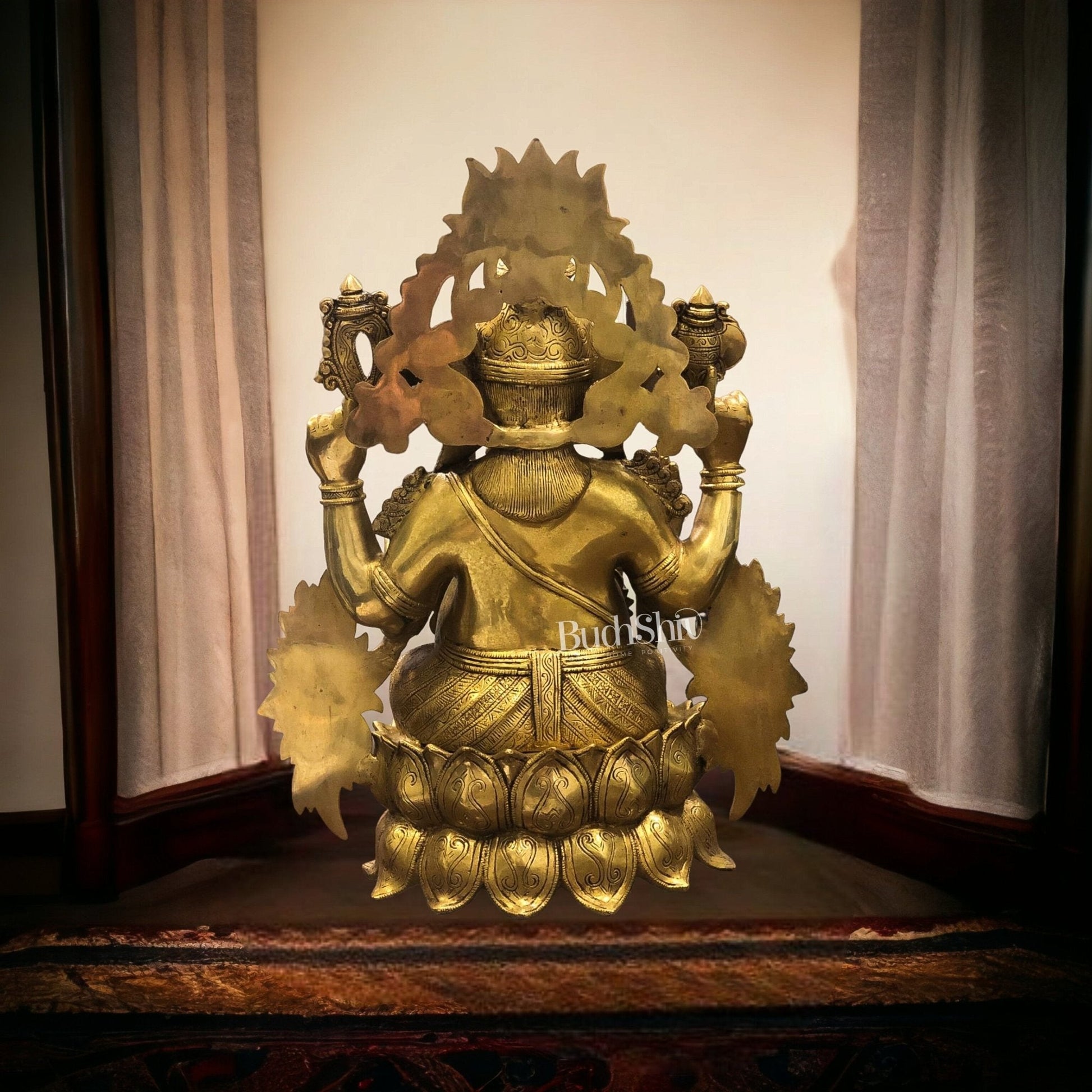 Handcrafted Superfine Brass Kamalasana Ganapathi Sculpture 21"