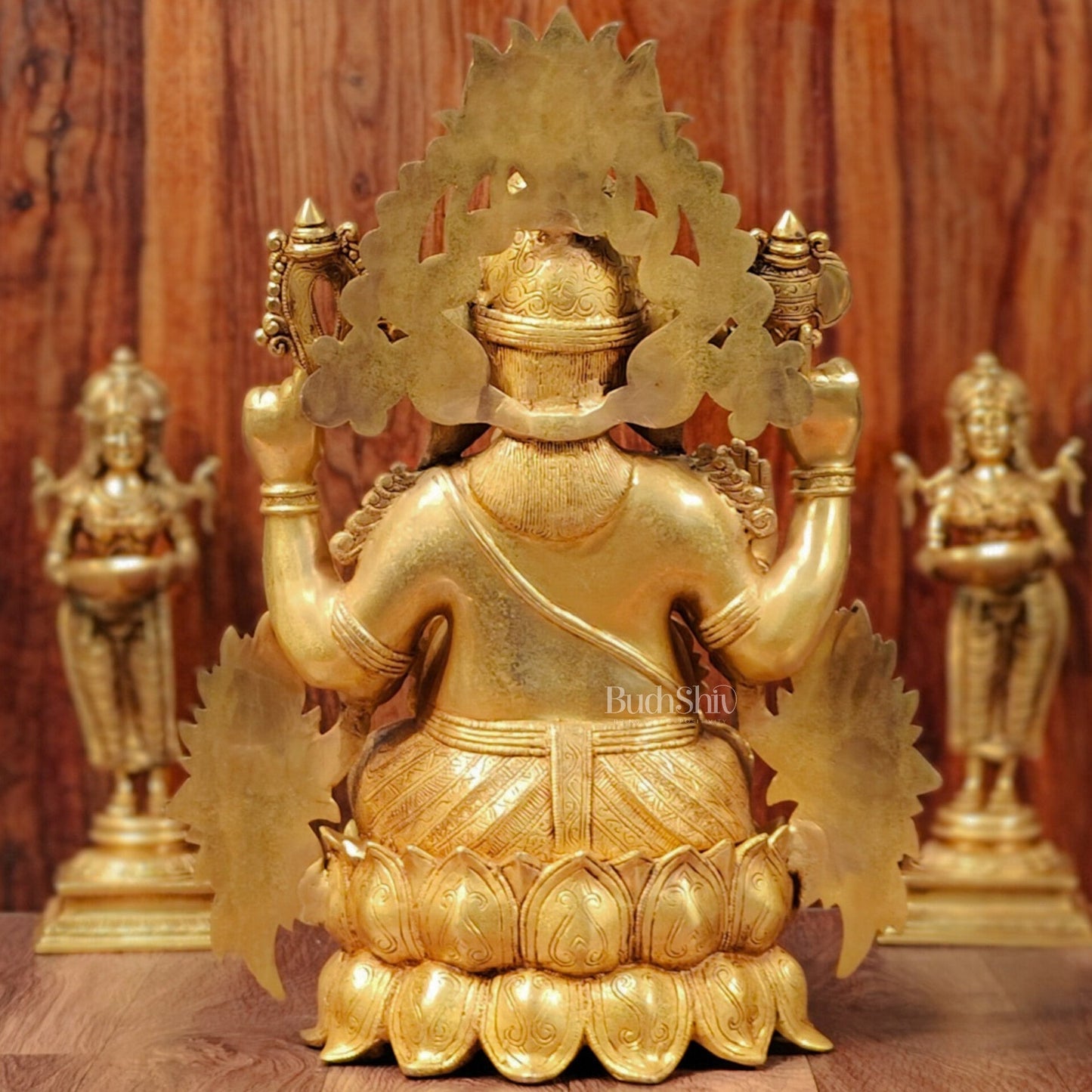 Handcrafted Superfine Brass Kamalasana Ganapathi Sculpture 21"