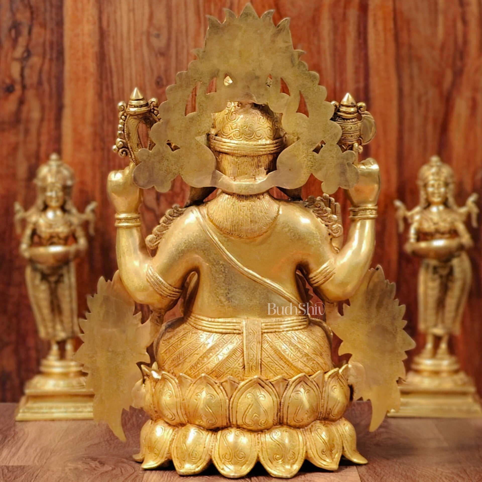 Handcrafted Superfine Brass Kamalasana Ganapathi Sculpture 21"