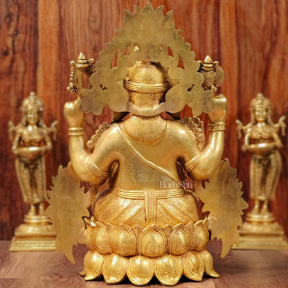 Handcrafted Superfine Brass Kamalasana Ganapathi Sculpture 21"