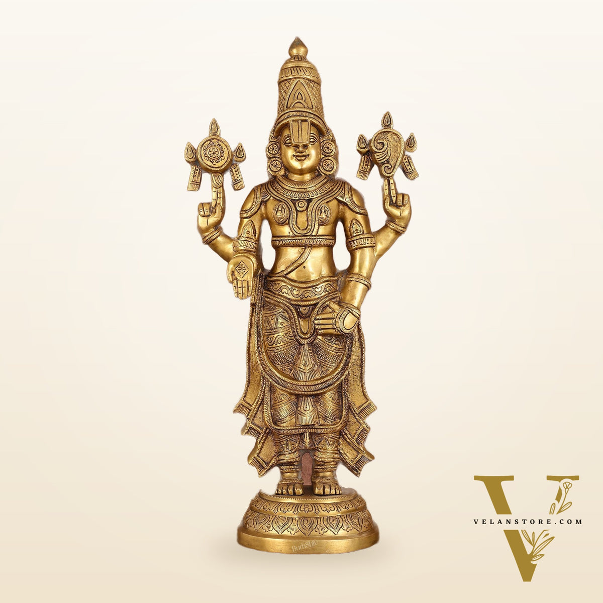 Handcrafted Superfine Brass Lord Tirupati Balaji Sculpture - 24"