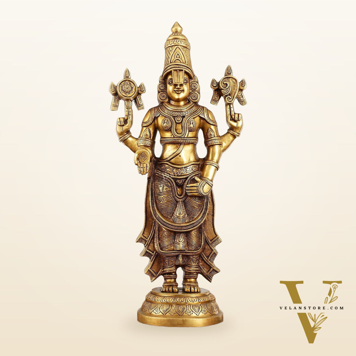 Handcrafted Superfine Brass Lord Tirupati Balaji Sculpture – 24 Inch