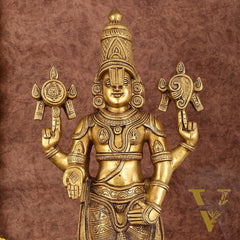 Handcrafted Superfine Brass Lord Tirupati Balaji Sculpture - 24"