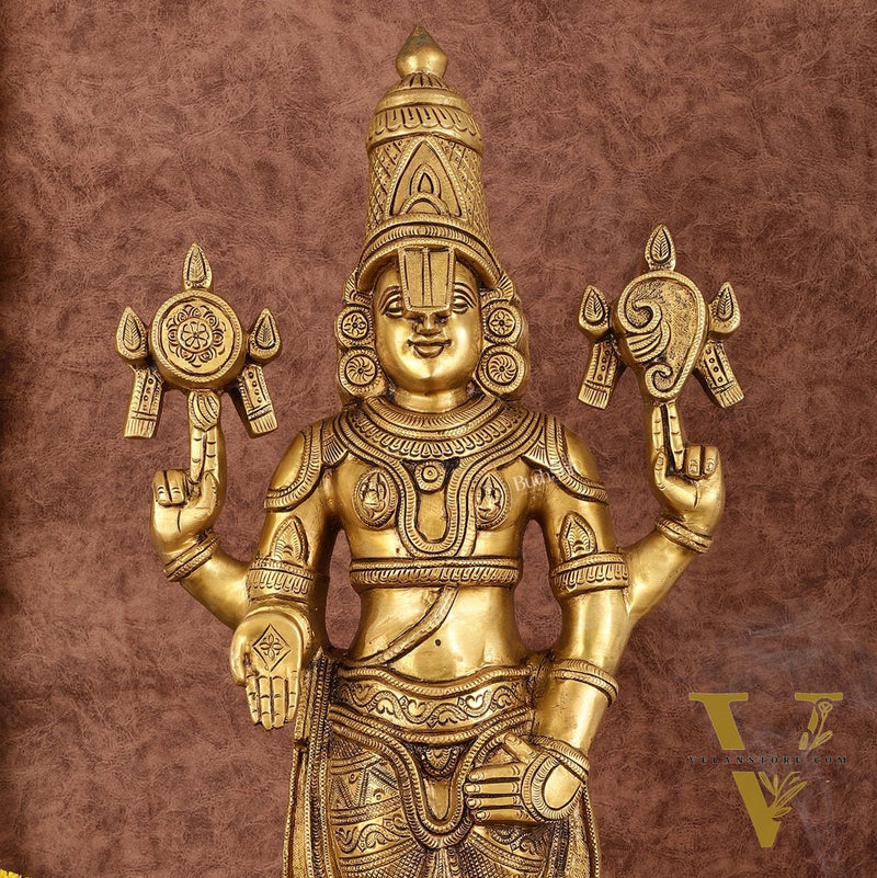 Handcrafted Superfine Brass Lord Tirupati Balaji Sculpture - 24"