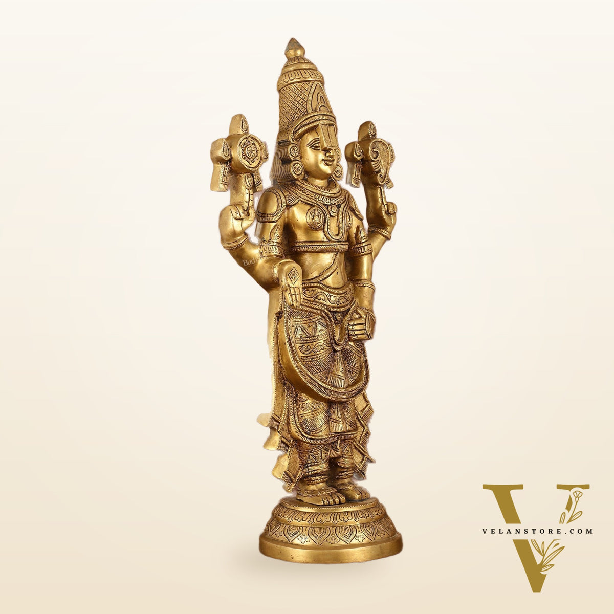 Handcrafted Superfine Brass Lord Tirupati Balaji Sculpture - 24"