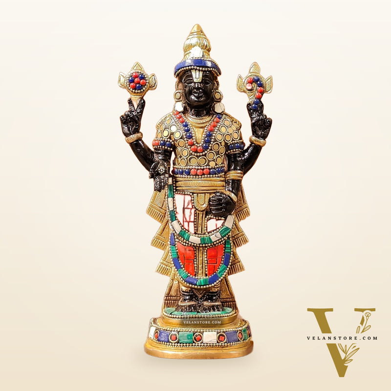 Handcrafted Superfine Brass Lord Venkateshwara Tirupati Balaji Idol  9 inch