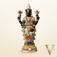 Handcrafted Superfine Brass Lord Venkateshwara Tirupati Balaji Idol  9 inch