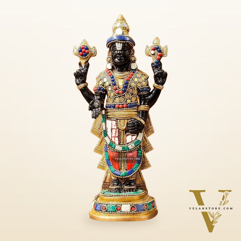 Handcrafted Superfine Brass Lord Venkateshwara Tirupati Balaji Idol  9 inch